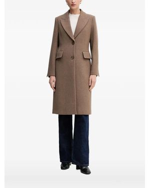 Sisley Buttoned Flap-Pockets Single-Breasted Coat - Natural