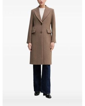 Sisley Buttoned Flap-Pockets Single-Breasted Coat - Natural
