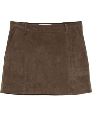 DUNST Suede-Effect Mini Skirt - Brown