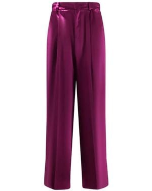 Alberta Ferretti Pleated Satin Pants - Purple
