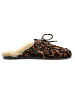 POSA Boat Leopard-Print Slides - Brown