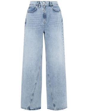 Tela Logo-Patch Wide-Leg Jeans - Blue