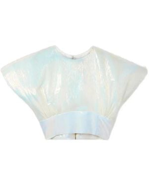 Christopher John Rogers Iridescent Textured Top - Blue