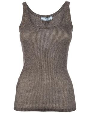 Prada Ribbed Tank Top - Brown