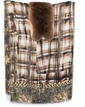 Pierre Louis Mascia Check Leopard-Print Scarf - Multicolour
