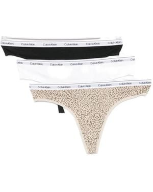 Calvin Klein Logo-Waistband Thongs (Set Of Three) - White