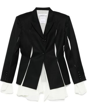 ROKH Cut-Out Layered Blazer - Black