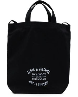 Zadig & Voltaire Logo-Print Canvas Tote Bag - Black