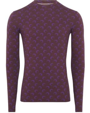 Marine Serre Moon-print Jersey Long-sleeved T-shirt - Purple