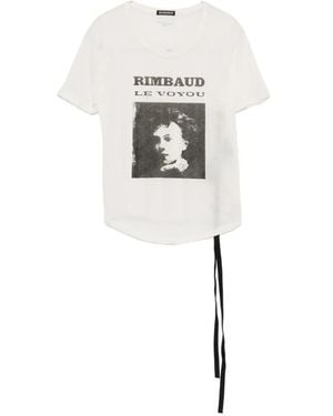 Ann Demeulemeester Graphic-Print Tie-Detail T-Shirt - White