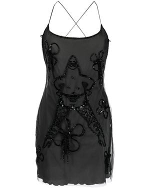 Gcds Patrick-Embellished Tulle Mini Dress - Black