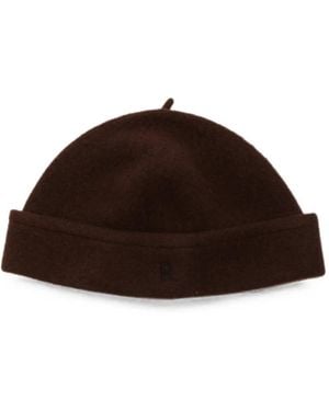 RANRA Logo-Embroidered Felt Beanie Hat - Brown