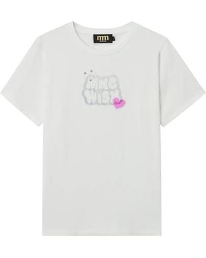 Mini Cream Graphic-Print T-Shirt - White