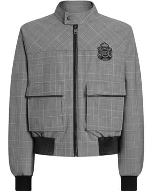 Dolce & Gabbana Abrigo Con Parche A Cuadros Tartán - Gris