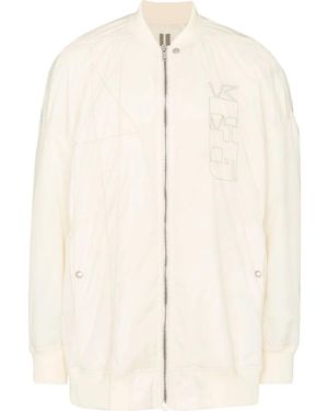 Rick Owens Embroidered Logo Bomber Jacket - Natural