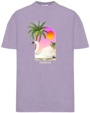 FAMILY FIRST Swan-Print T-Shirt - Purple