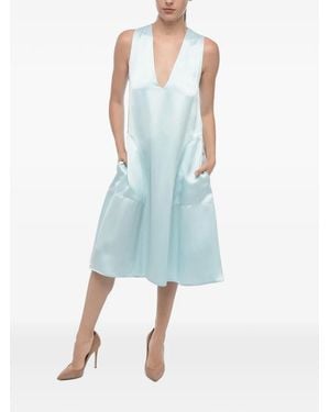 Sa Su Phi Vestido Midi Serena Con Cuello En V - Azul