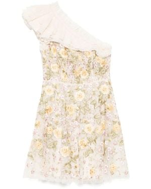 Needle & Thread Florine One-Shoulder Mini Dress - Natural