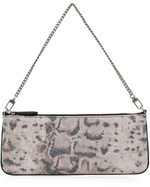 Pinko Love Birds Snake-Effect Clutch Bag - Metallic