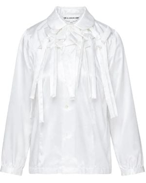 Comme des Garçons Bow-Embellished Satin Blouse - White