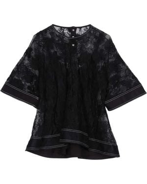 3.1 Phillip Lim Lace-Appliqué Top - Black