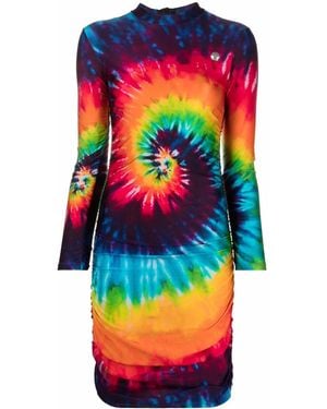 Philipp Plein Tie Dye-Print Mini Dress - Purple