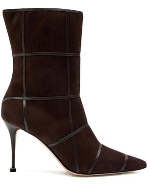 Manolo Blahnik Trulonapla Grid-Pattern Ankle Boots - Brown