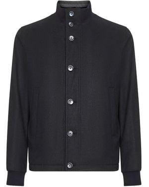 Herno High-Neck Buttoned Jacket - Blue