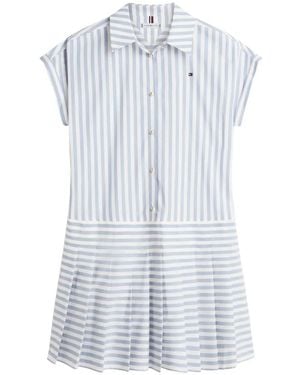 Tommy Hilfiger Abito Plissé A Righe - Bianco