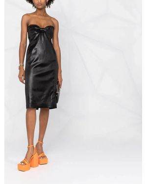 strapless vegan leather maxi dress in brown Cutout Faux Leather Tube Maxi Dress Black / Medium main image 1