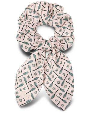 Lacoste Printed Satin Scrunchie - White