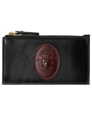 Versace Roomy Leren Pasjeshouder Met Rits - Zwart