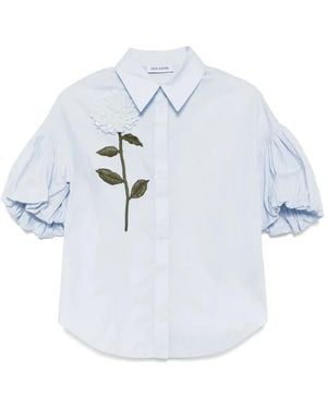 Dice Kayek Hemd mit Blumen-Stickereien - Blau