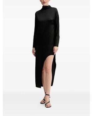 Isabelle Blanche Mock-Neck Slit Midi Dress - Black