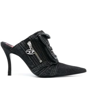DIESEL D-Venus Pocket 100Mm Denim Mules - Black
