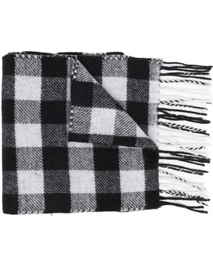 Woolrich Check-Pattern Fringed-Edge Scarf - Black