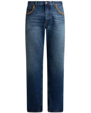 Etro Straight-Leg Cotton Denim Jeans With Contrasting Details - Blue