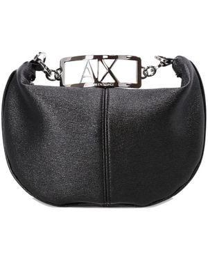 ARMANI EXCHANGE Logo-Plaque Chain Clutch Bag - Black