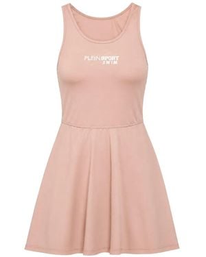 Philipp Plein Logo-Print Racerback Mini Dress - Pink
