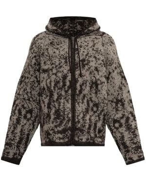 ROA Abstract-Pattern Zip-Up Hoodie - Brown