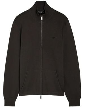 Emporio Armani Zip-Up Cardigan - Black