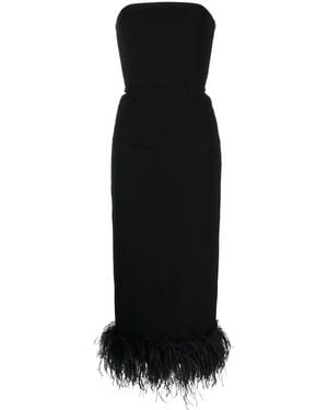 16Arlington Strapless Feather-Trim Dress - Black
