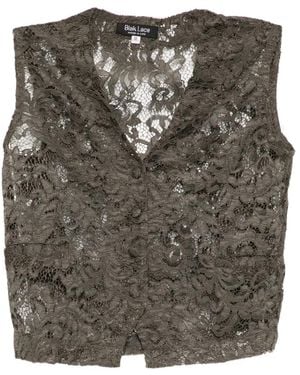 BLAKLACE Lace V-Neck Top - Grey