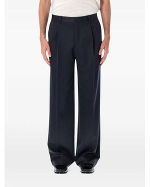 Lardini Pleated Straight-Leg Trousers - Blue