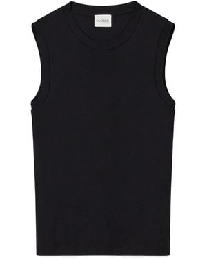 Closed Crew-Neck Sleeveless Top - Black