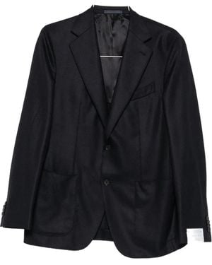 Caruso Single-Breasted Notched-Lapels Blazer - Blue