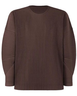 Homme Plissé Issey Miyake Pleated Long-Sleeve T-Shirt - Brown
