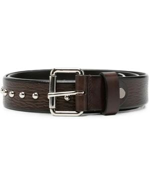 P.A.R.O.S.H. Stud-Embellished Grained Leather Belt - White