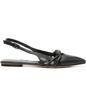 Pomme D ́Or Knotted Slingback Flat Court Shoes - White
