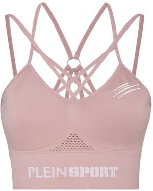 Philipp Plein クロスストラップ スポーツブラ - ピンク